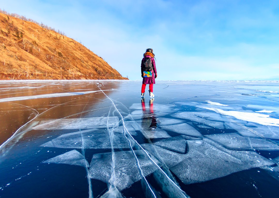 Baikal winter skating image